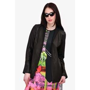 M.A+ Black Crinkled Leather Jacket Estimated Size M